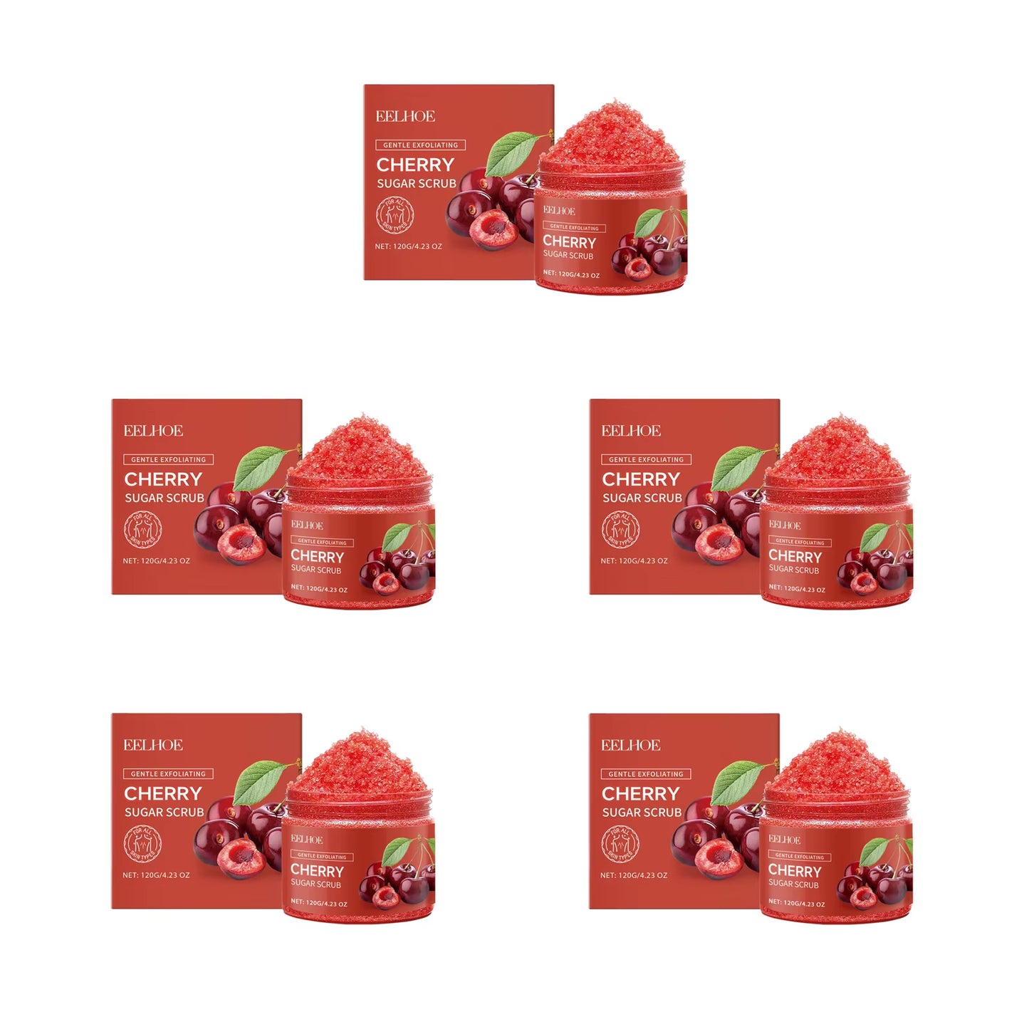 Cherry Sugar Body Scrub Gentle Exfoliating Body Wash Remove Dead Skin Moisturizing Brightening Deep Cleansing Shower Scrub