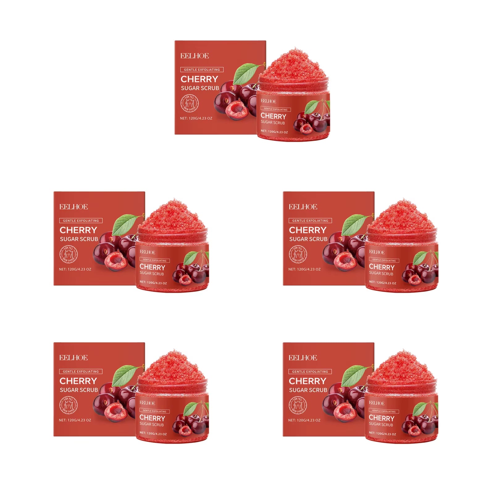Cherry Sugar Body Scrub Gentle Exfoliating Body Wash Remove Dead Skin Moisturizing Brightening Deep Cleansing Shower Scrub