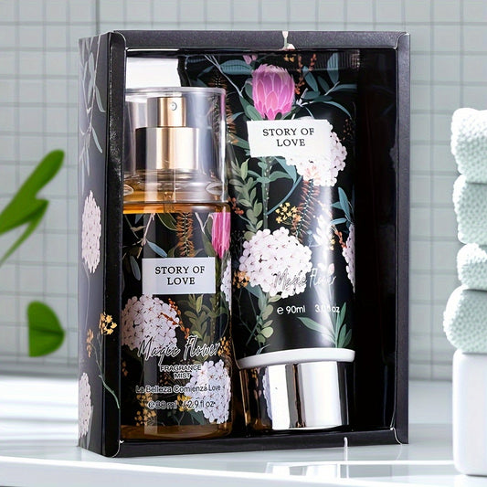 2.98oz Fragrance Mist&3.04oz Perfumed Body Lotion, Floral Notes, A Perfect Gift For Her, Nourishing Moisturizing Gift Set