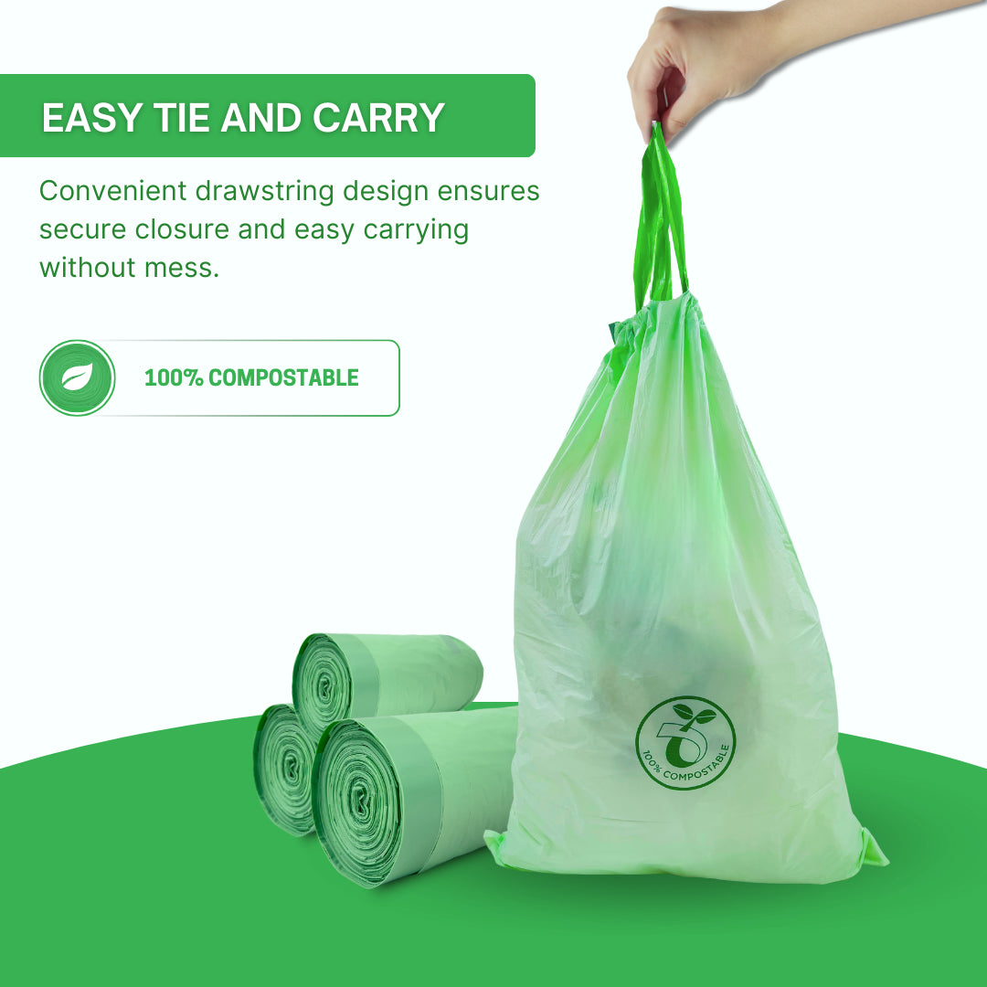 FPN Trash Bags 13 Gallon with Drawstring Durable & BPA Free Garbage Bags 50/Pack