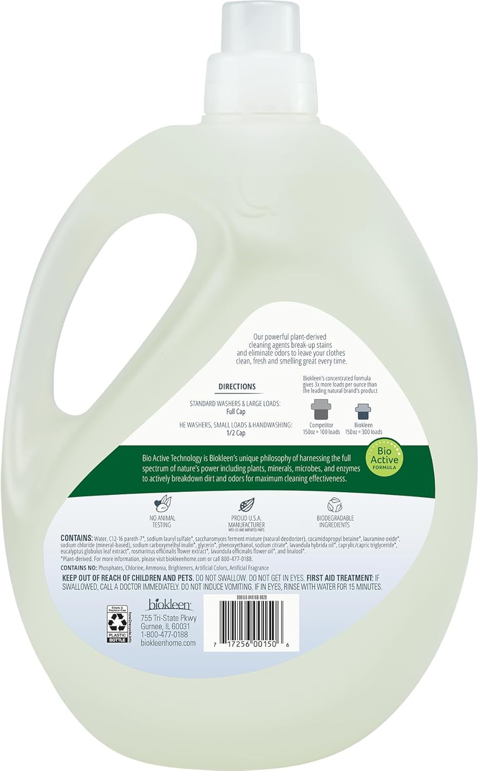 Natural Sport 3X Concentrated Laundry Detergent, 300 Loads, Bio Active Formula, Fight Odors, Sweat & Stain Remover, Lavender Eucalyptus Scent