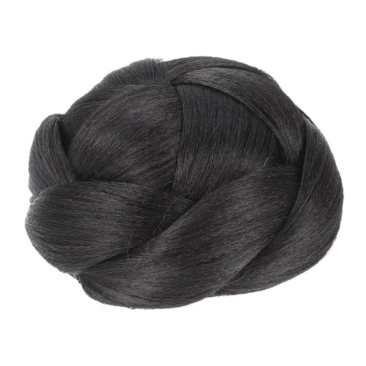Updo Bun Wig 1B# Donut Hair Womens Hat Human Hair Braided Ladies Wigs Ponytail Extension Short Braids Wig Extend to Weave Miss