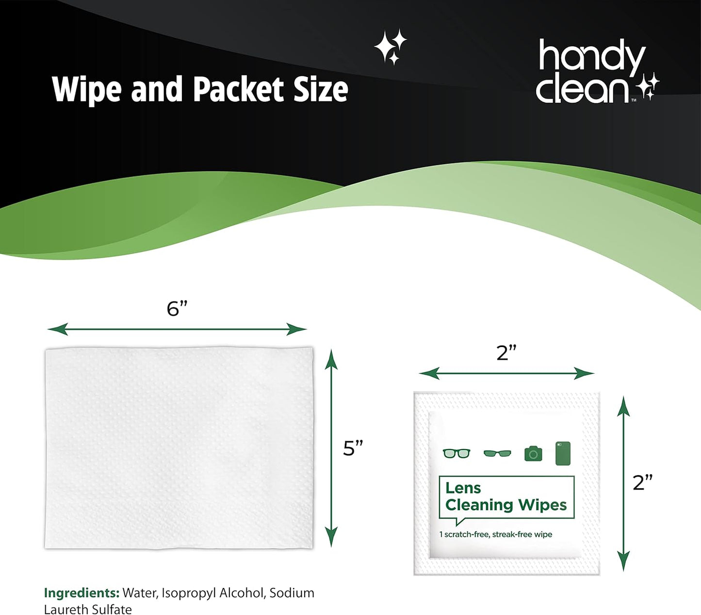 Handyclean Pre-Moistened Lens Cleaning Wipes, Eyeglass Wipes, Screen Wipes, 200
