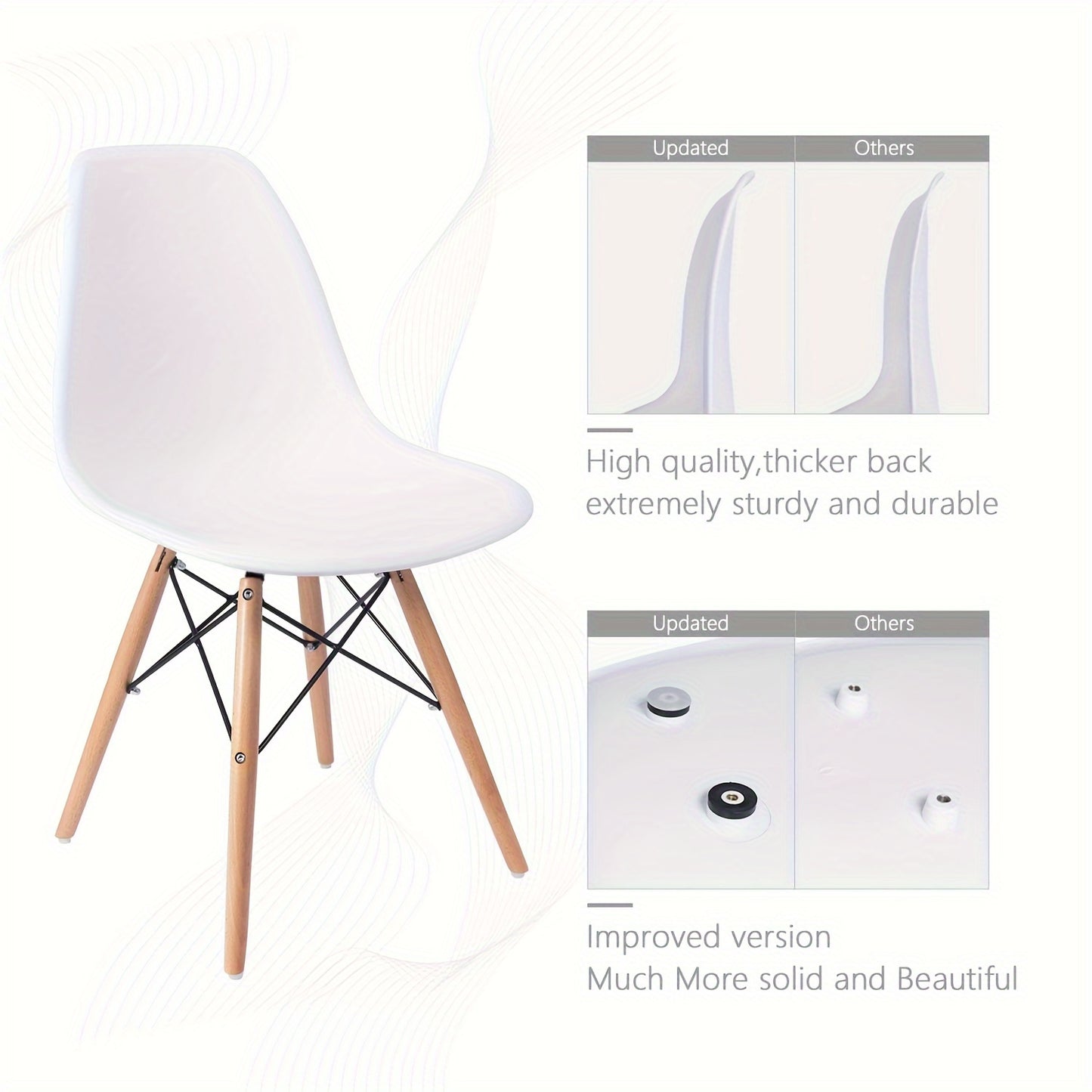 Pre-Assembled Mid Century Modern Dining Chairs, Set of 4, White