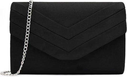 Evening Bag for Women, Suede Envelope Evening Purses Crossbody Shoulder Clutch Bag