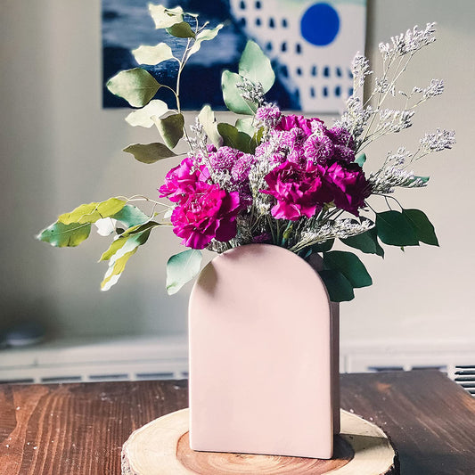 Ceramic Vase - Peach Tall | Boho Vase Aesthetic Room Decor, Modern Vase, Home Decorations for Living Room, Ceramic Vases for Home Decor, Flower Vases, Vase Set for Neutral Home Decor