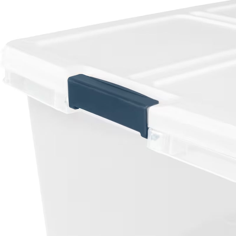 X-Large 25 -Gallons ( 100 -Quarts ) Clear/White Stackable Tote with Latching Lid