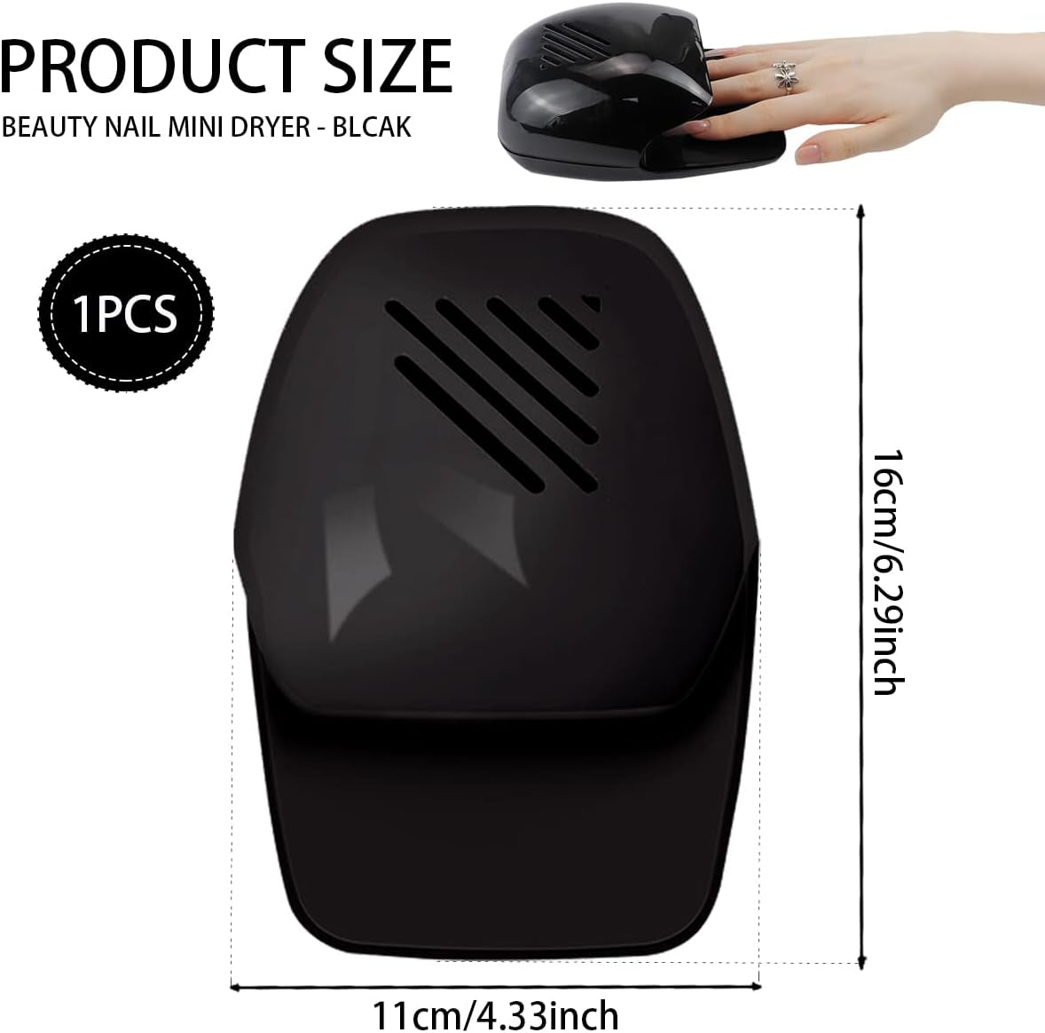 Portable Nail Dryer, Quick Dry Regular Nail Polish Air Blower Nail Dryer Nail Art Polish Machine - Nail Fan Dryer for Regular Nail Polish, Fingernail Toenail