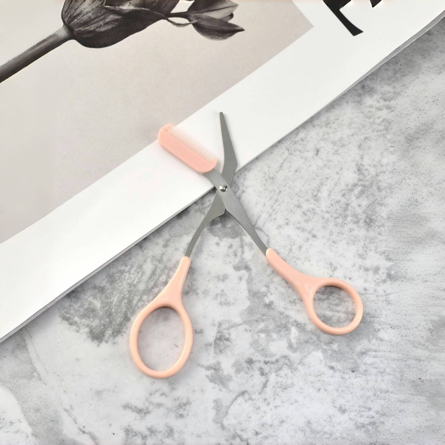 2 crescent shaped eyebrow trimmers+1 pink eyebrow trimmer, pink eyebrow trimmer scissors with built-in comb, stainless steel material, precise grooming tool, creating perfect eyebrows