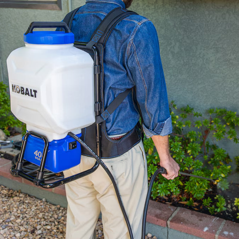 4-Gallon 40-Volt Battery Operated Rubber Hose Plastic Backpack Sprayer with Adjustable Spray