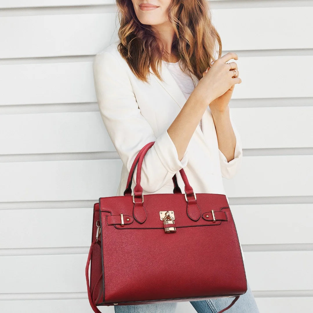 Women Handbags and Purses Ladies Shoulder Bag Top Handle Satchel Tote Work Bag with Matching Clutch