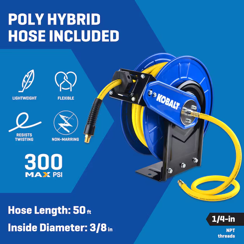 Retractable Hose Reel with 3/8-In X 50-Ft Hybrid Hose