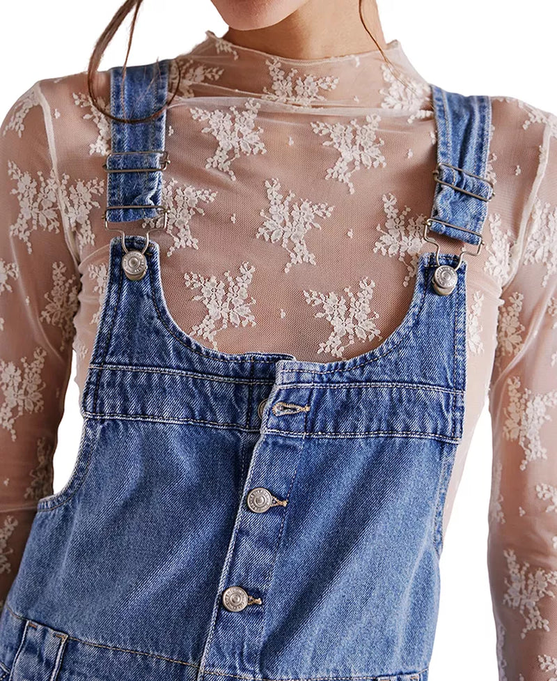 Women'S Edie Denim Cotton Overalls Dress