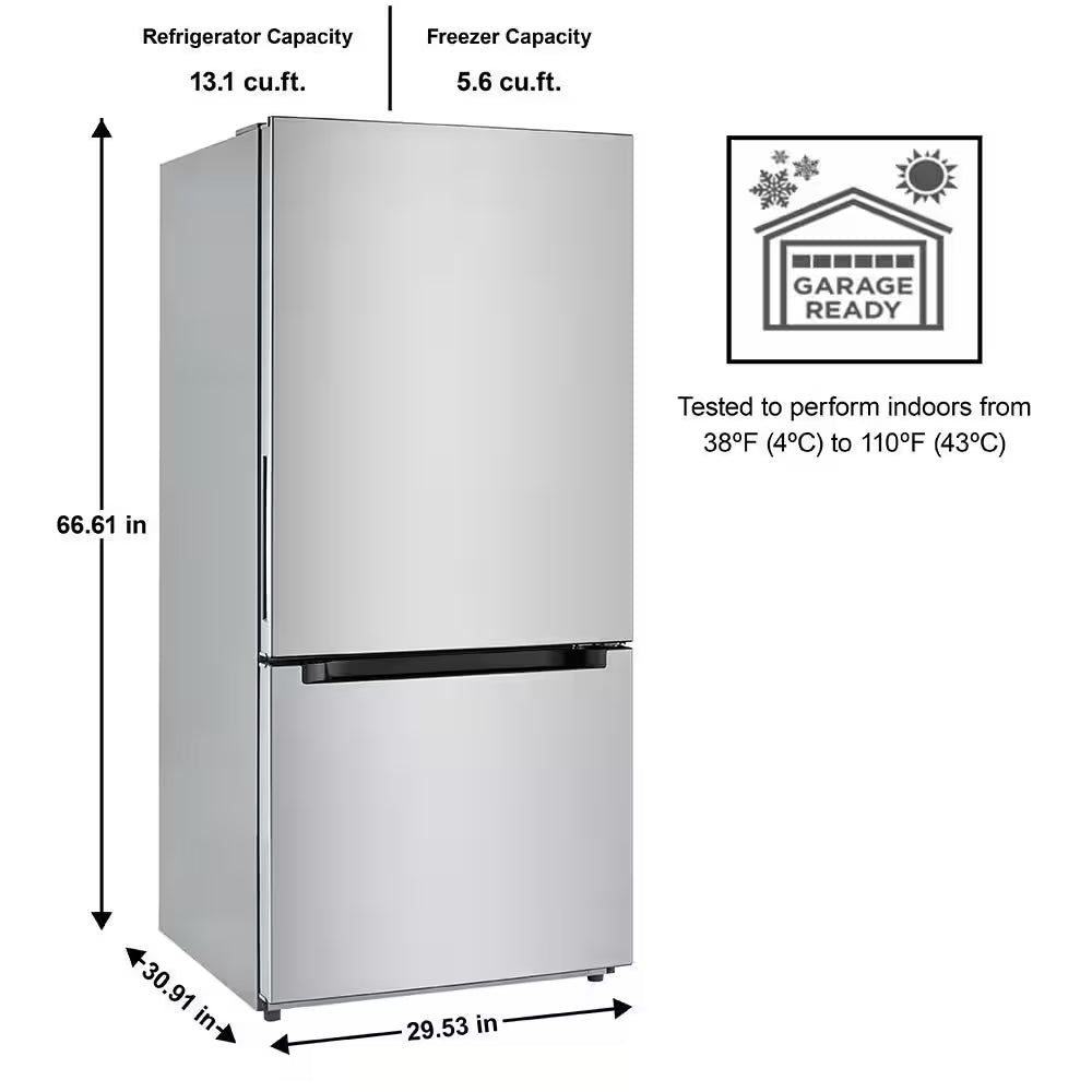 18.7 Cu. Ft. Bottom Freezer Refrigerator in Stainless Steel