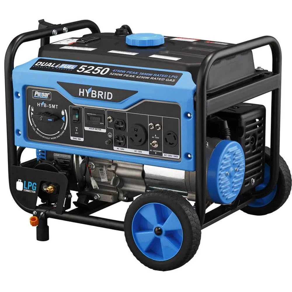 5250 Watt Portable Gasoline and Liquid Propane Generator with Outlets