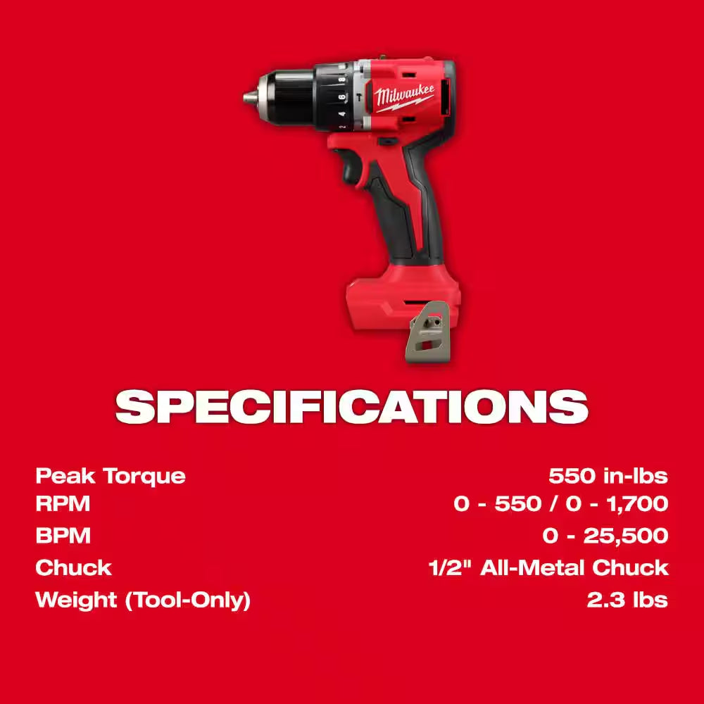 M18 18-Volt Lith-Ion Brushless Cordless Compact Hammer Drill/Impact Combo Kit W/(2) Batteries & M18 5.0 Ah Battery