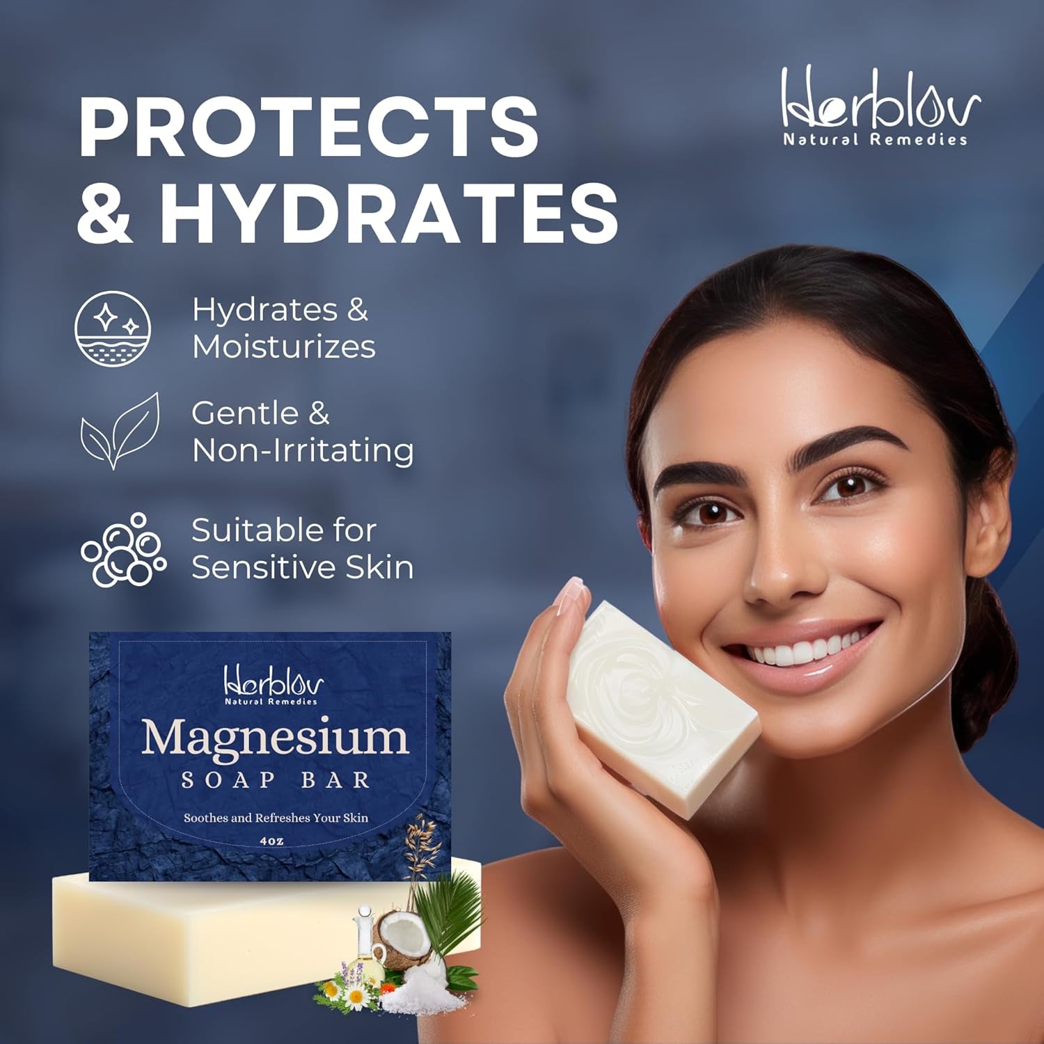 Dead Sea Magnesium Soap Bar – Deep Cleansing, Moisturizing Body Soap for Dry Itchy and All Skin Types – Shower Soap Soothes Muscles and Joints – All-Natural Exfoliating Face and Body Wash Made in USA