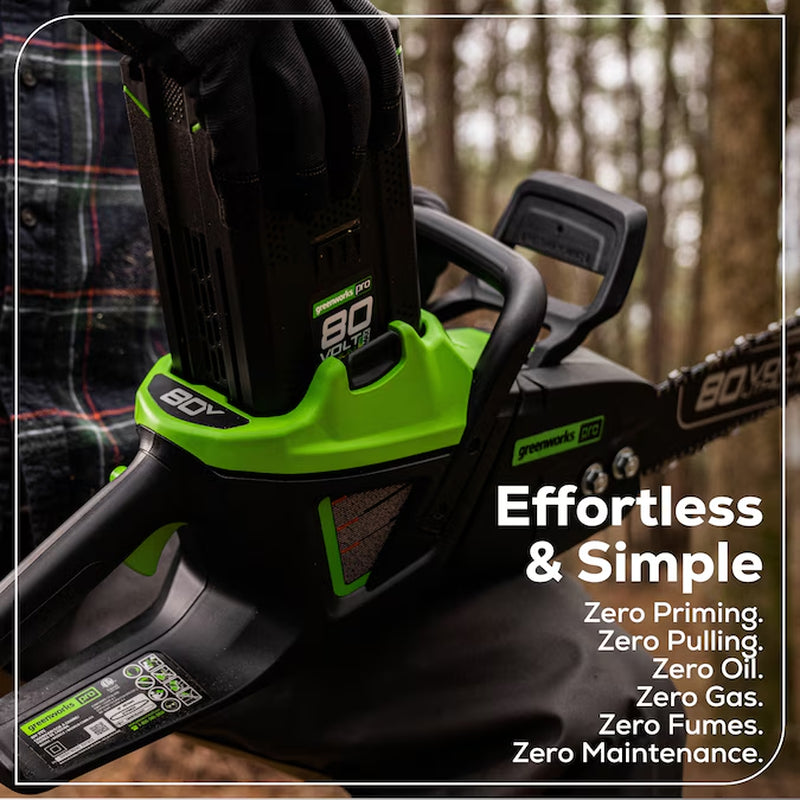 Pro 80-Volt 18-In Battery 4 Ah Chainsaw Battery Included Charger Included
