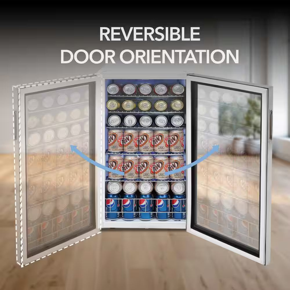 17 In. 127 (12 Oz.) Single Zone Can Cooler 3.1 Cu. Ft. Mini Refrigerator in White with Lock