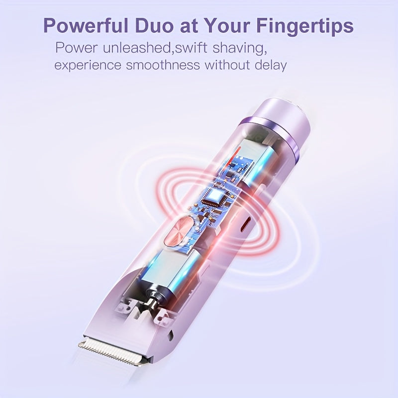 Dual-head Shaver, 2-In-1 Electric Razor For Women, Bikini Trimmer With Limit, Gentle & Clean Hair Trimmer, Women'S Shave Comb, For Face & Arms & Thighs & Body, Purple, Mother'S Day Gift