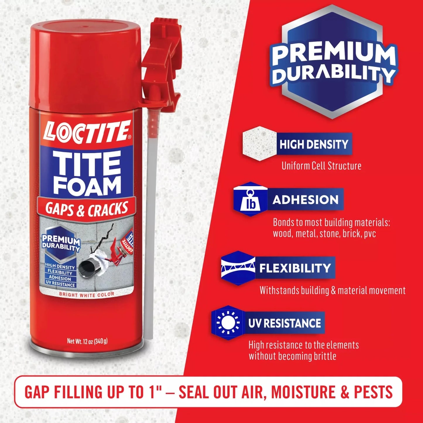 Tite Foam Insulating Foam Sealant Gaps & Cracks, Pack of 1, White 12 Oz Can