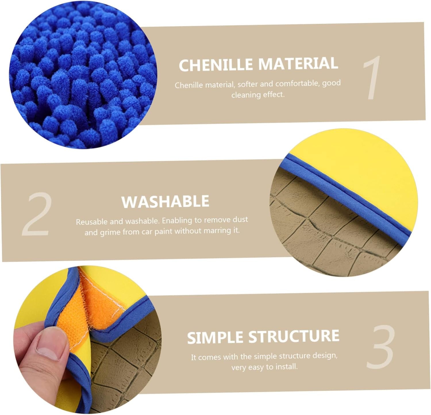 5Pcs Car Wash Brush Car Wash Mop Head Car Wash Kits for Vehicles Car Washing Brush Carwash Kit Car Washing Kit Car Washer Kit Clean Car Dust Collector Accessories Blue Chenille
