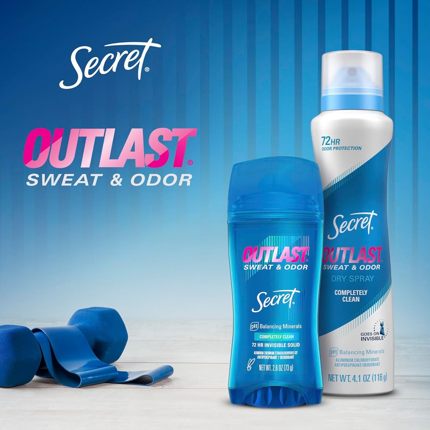 Outlast Antiperspirant Deodorant for Women, 72Hr Sweat & Odor Protection, PH Balancing Minerals, Invisible Solid, Completely Clean Scent, Travel Size, 0.5 Oz