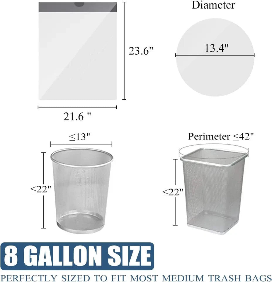 Drawstring 8 Gallon Trash Bags - Medium Trash Bags 8 Gallon Garbage Bags