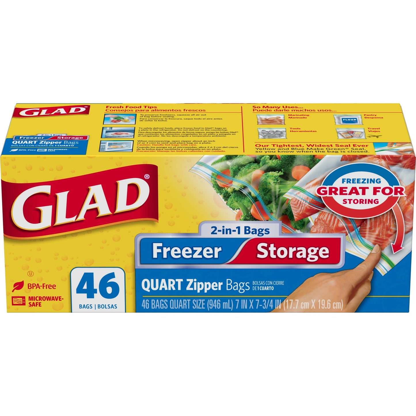 Zipper Food & Freezer Storage Quart Bags, 46 Count