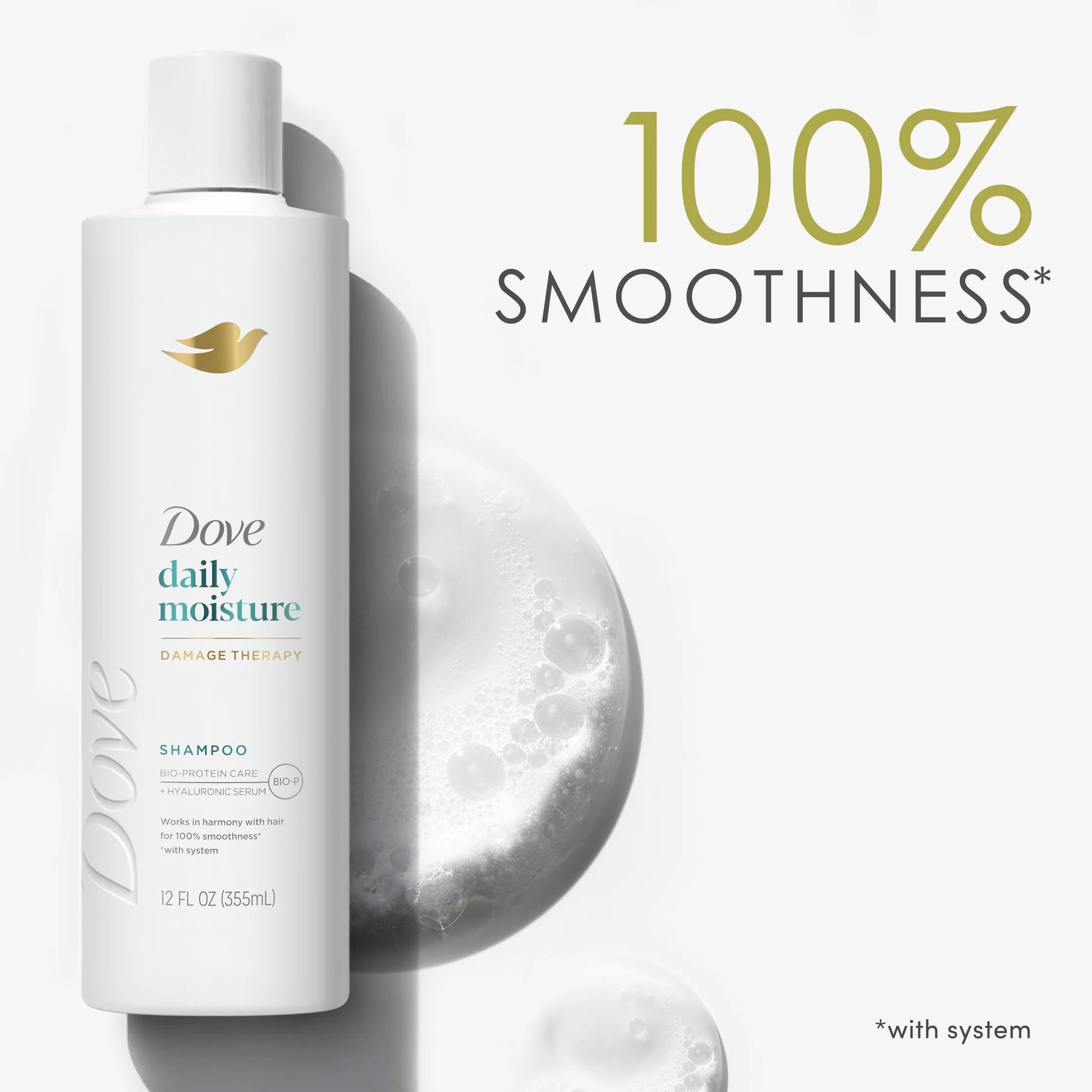 Damage Therapy Shampoo Daily Moisture with Bio-Protein Care Technology & Hyaluronic Serum, 12 Oz