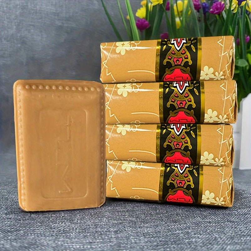 1pc/2pcs 4.41oz Traditional Sandalwood Essential Oil Soap, Rich Fragrance, Cleansing Soap, Bath Soap, Oil Control And Moisturizing, Refreshing Body Smell