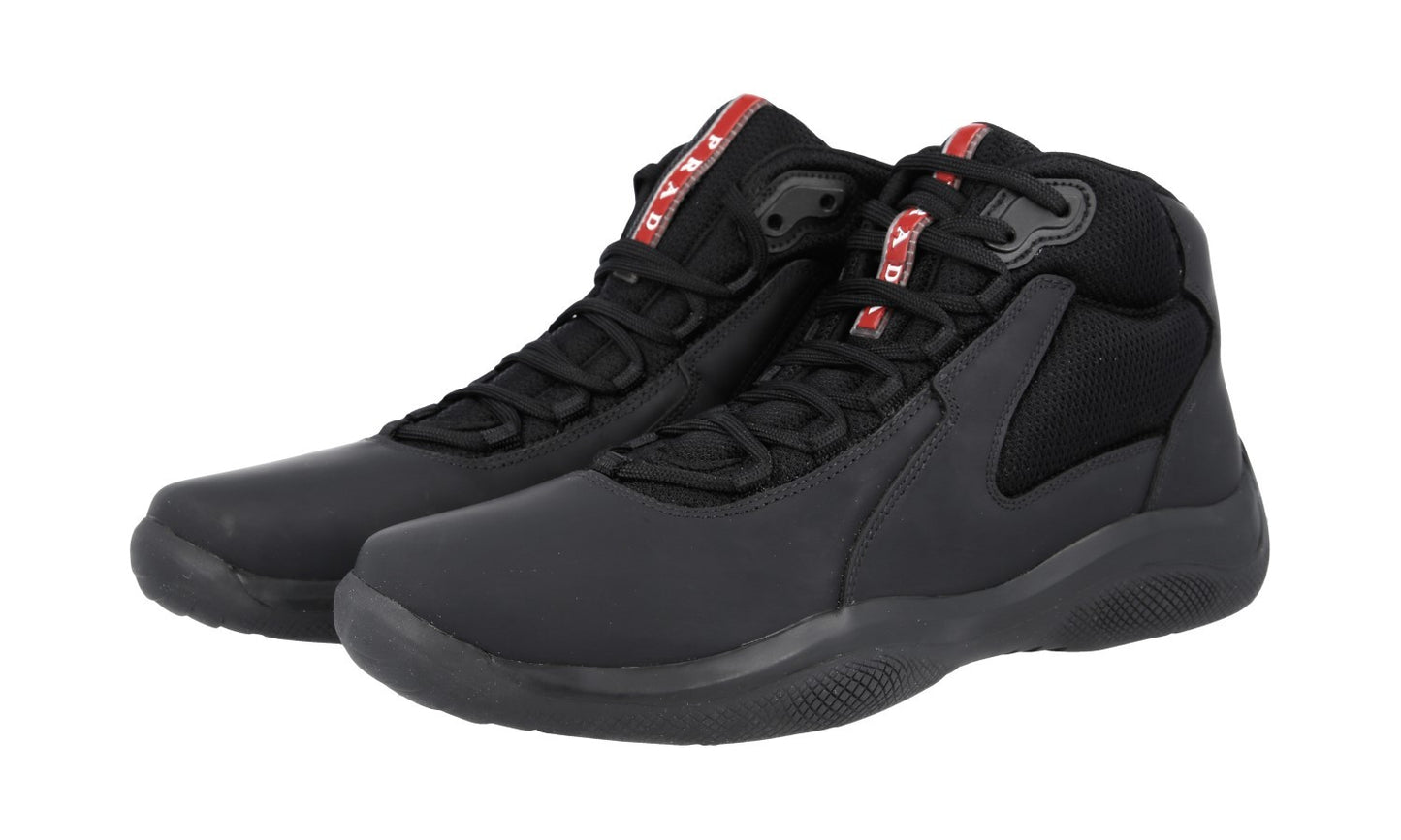 PRADA AMERICAS CUP HIGH-TOP SNEAKERS SHOES 4T2871 BLACK
