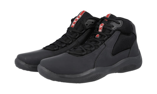 PRADA AMERICAS CUP HIGH-TOP SNEAKERS SHOES 4T2871 BLACK