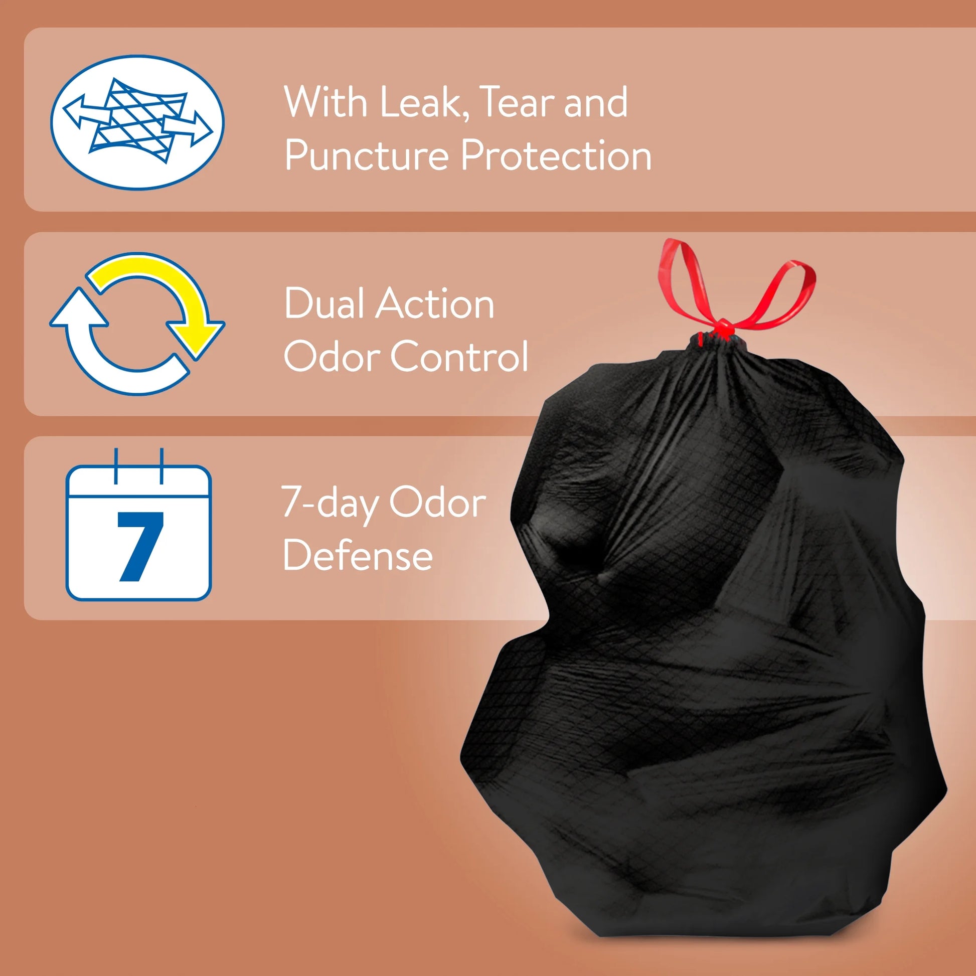 33-Gallon Drawstring Strong Flex Multi-Purpose Trash Bags, Pine Scent, 40 Bags