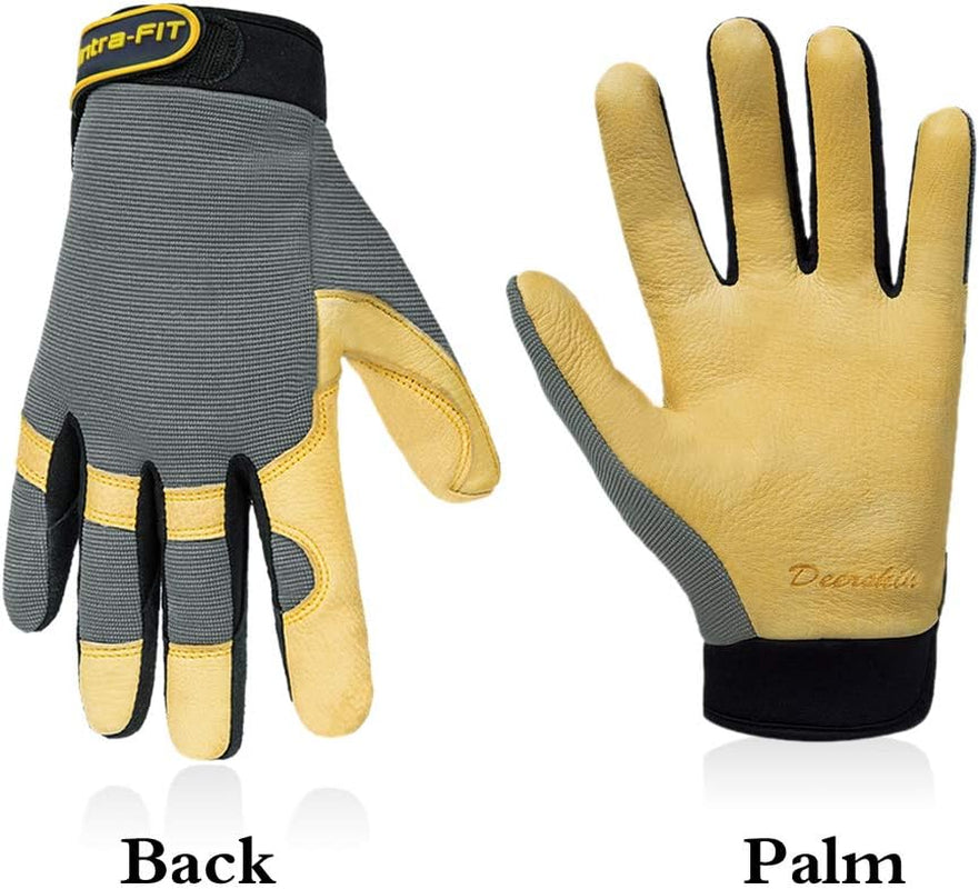 General Work Gloves, Deerskin Construction Gloves,Soft, Improved Dexterity