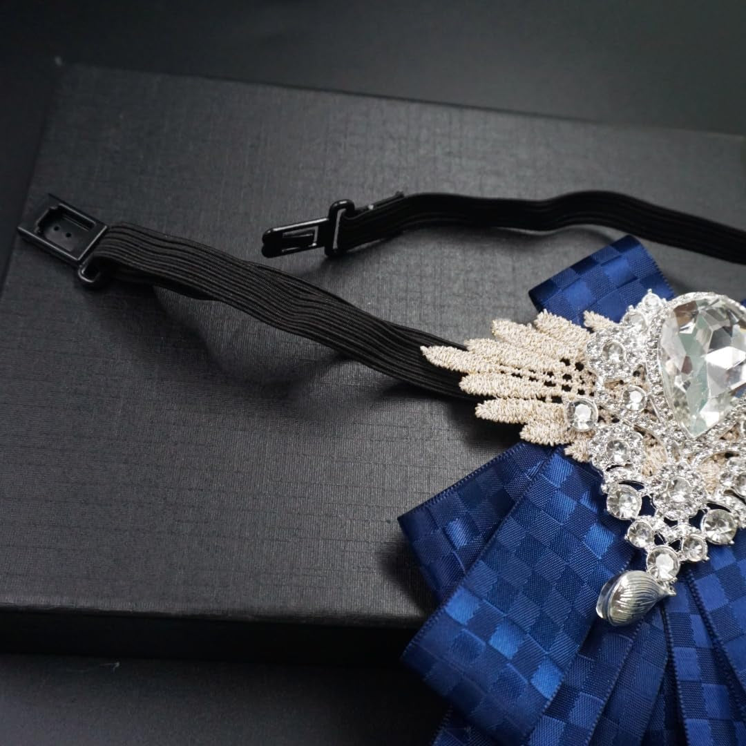Christmas Bow Ties for Men Self Tie Jabot Collar Brooch Pins Fashion Pretied Neck Tie Bow Tie Rhinestone Brooch for Groom