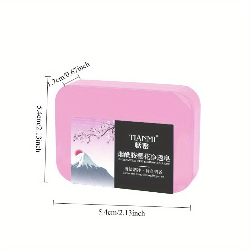 5pcs Cherry Blossom Niacinamide Soap, Rich in Cherry Blossom, Niacinamide Ingredients, Deep Cleansing, Makeup Remover, Hydrating and Moisturizing for All Light Beige Types, Long-Lasting Fragrance, Ideal Gift for Mother'S Day,