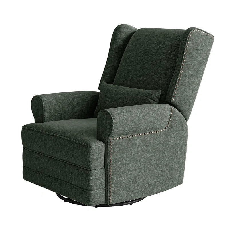 34" Wide Swivel Rocking Nursery Recliner Comfortable Upholstered Glider