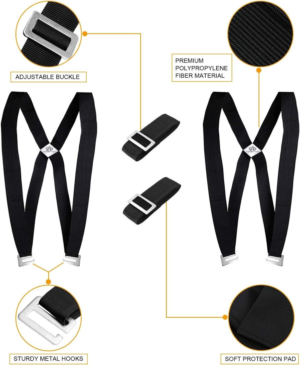 2-Person Lifting Moving Shoulder Straps for Heavy Furniture Appliances 850Lbs