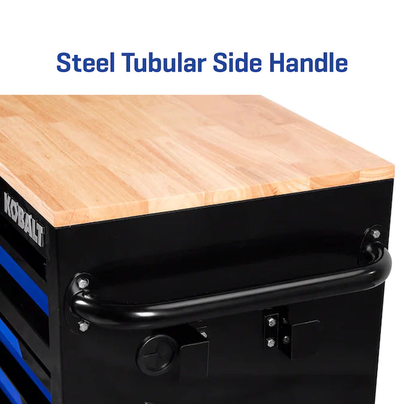 46.1-In L X 37.2-In H 9 -Drawers Rolling Black/Blue Wood Work Bench
