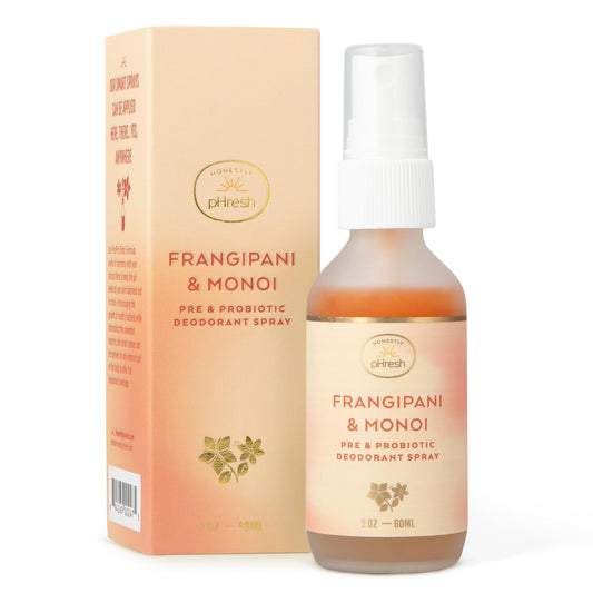 Pre & Probiotic Deodorant Spray for Women – Aluminum & Baking Soda Free Natural Deodorant Mist with 24-Hour Odor Protection – Vegan, Made in USA - Frangipani and Monoi Scent, 2Floz