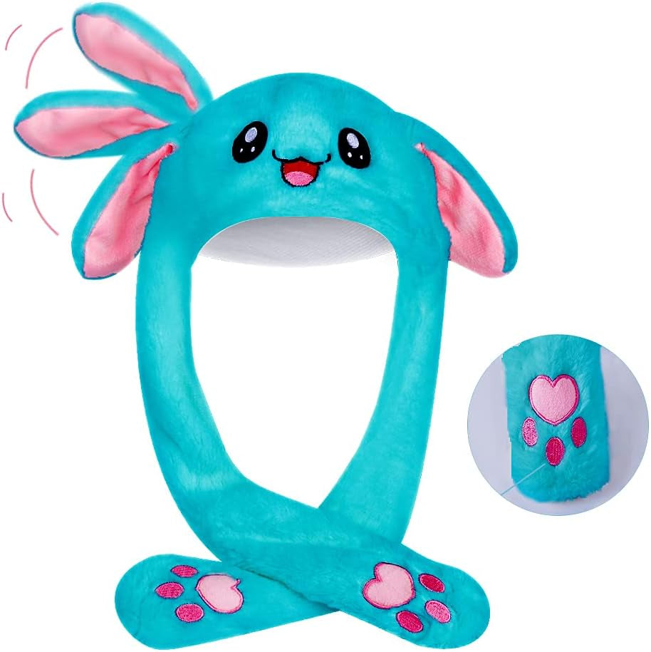 CENTER Rabbit Party Hats Christmas Hats for Adults Bunny Hat Rabbit Ears Mobile Jumping Cap Fun Hat (Blue)