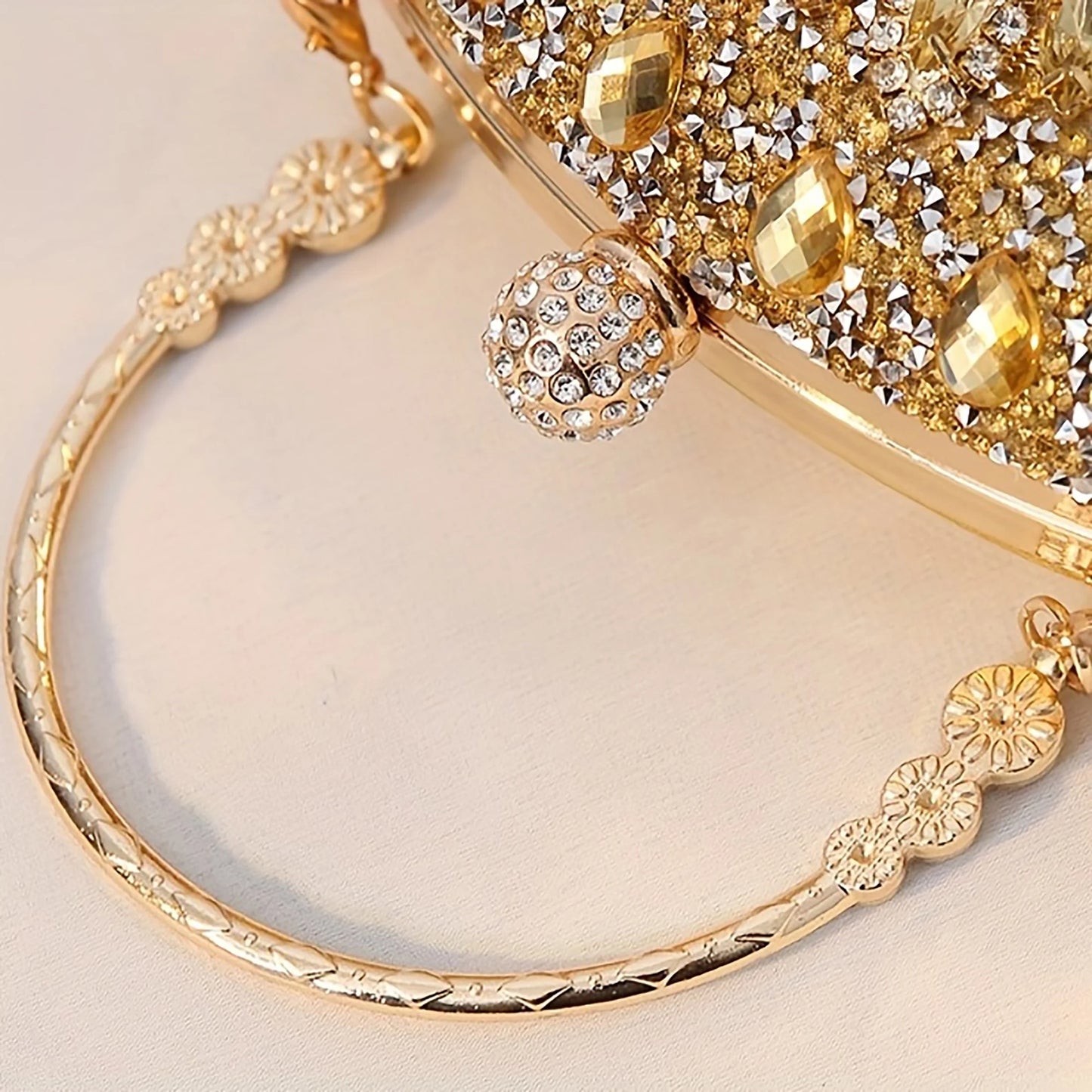 Evening Bag Clutch Purses for Women Ladies Sparkling Party Handbag Wedding Cocktail Prom Bag Sunflower Shape, Gold