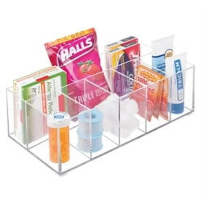 Clarity Cosmetic Organizer for Vanity, Dresser or Bathroom Cabinet to Hold Makeup, Beauty Products, Hair Accessories, 6 Compartments - Clear