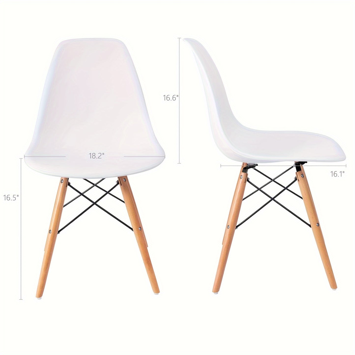 Pre-Assembled Mid Century Modern Dining Chairs, Set of 4, White
