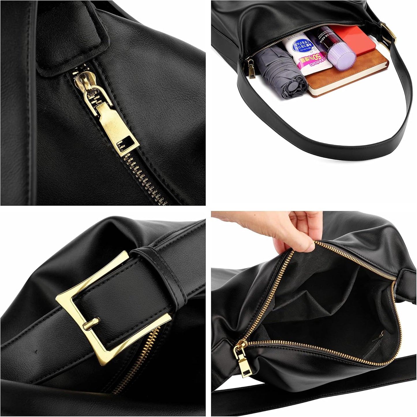 Women'S Shoulder Handbag Crossbody Purses Messenger Handbag Hobo Tote Bag Fashion Faux Leather Casual Work Handbag (Black)