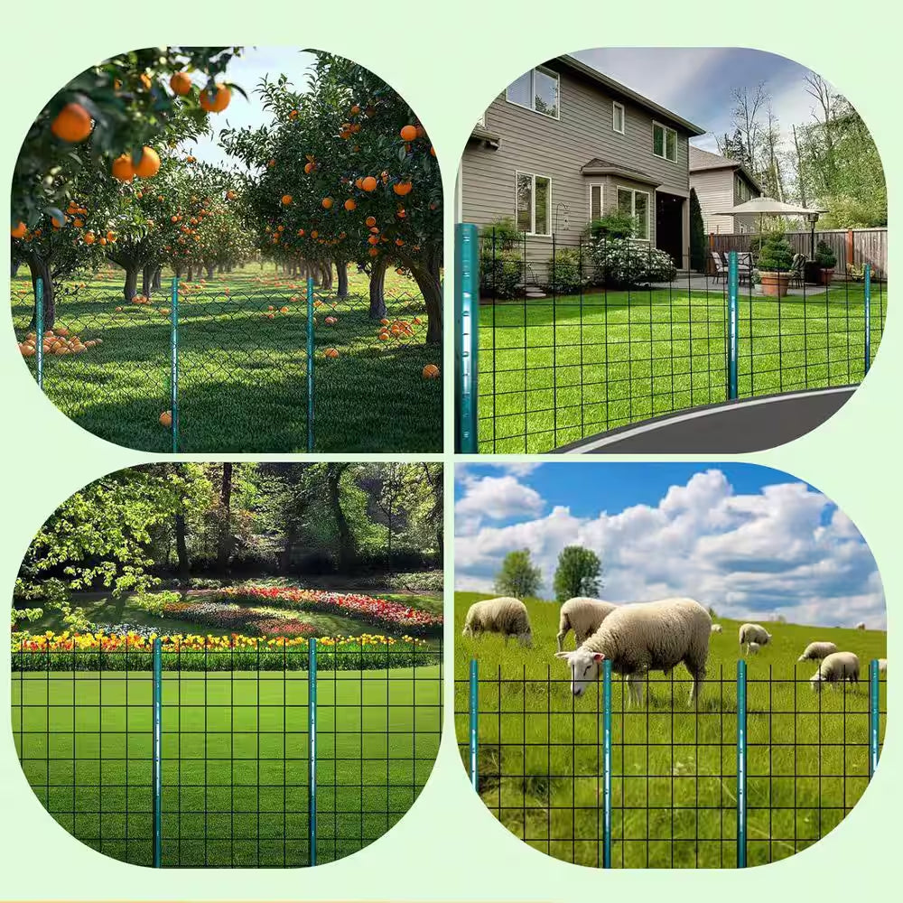 4 Ft. Fence Post Sturdy Duty Metal-Wire Fencing Steel Post for Outdoor in Green (10-Packs)