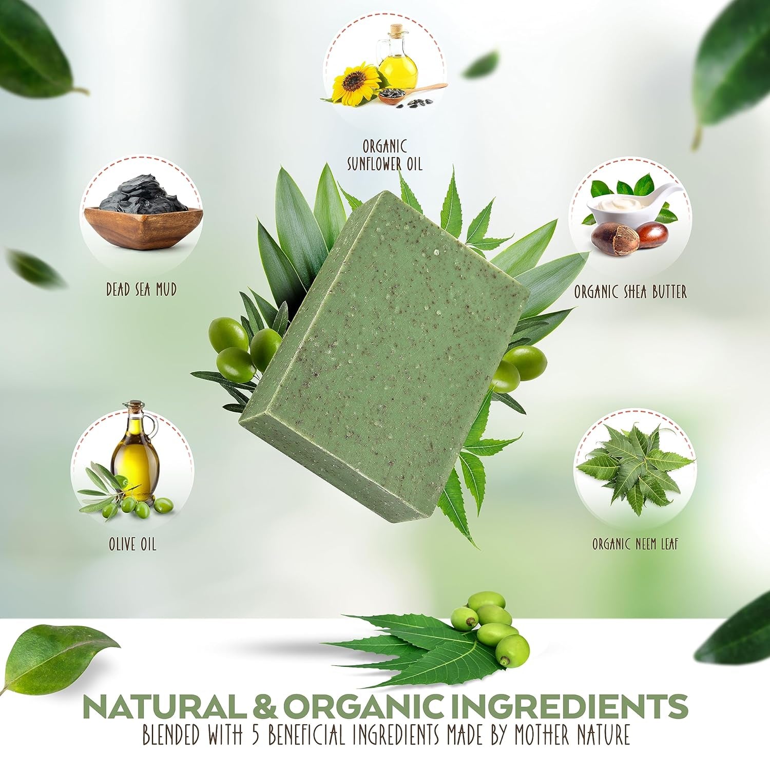 Dead Sea Mud and Neem Soap - with Organic Shea Butter & Olive Oil. a Wonderful Neem Face Wash for All Skin Types. Handmade Soap - Made in USA. 4.5 Oz Bar