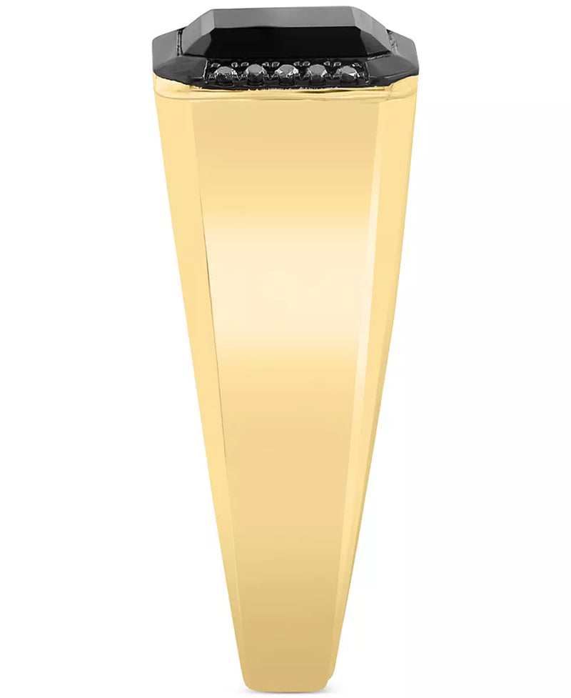 EFFY® Men'S Onyx & Black Diamond (1/20 Ct. T.W.) Halo Ring in 14K Gold
