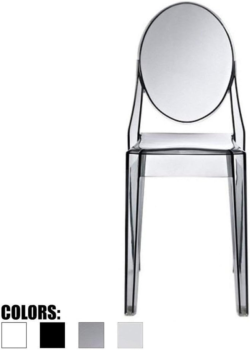 - Victoria Style Ghost Side Chair Transparent Acrylic Chair (Smoke), Single, Set of 1